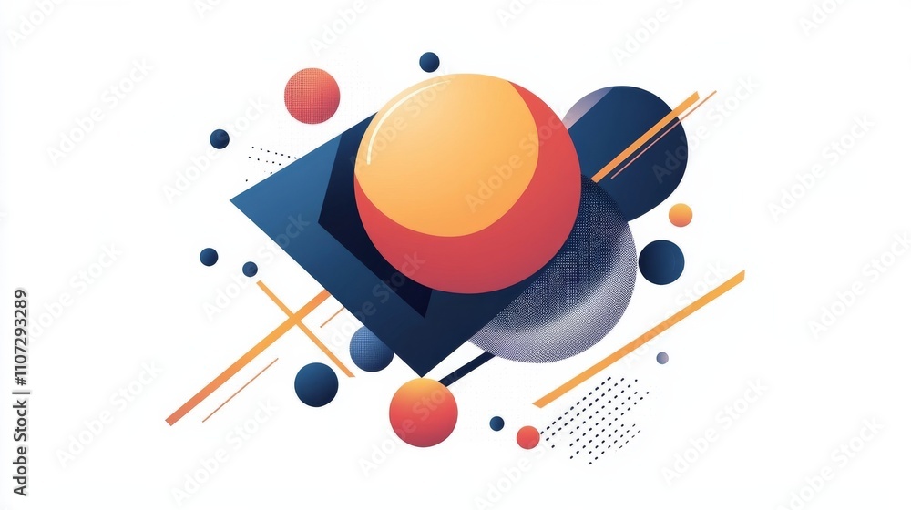 Poster virtual 3d element with circles, hexagons, triangles, lines, squares, rectangles. modern logo in cyb