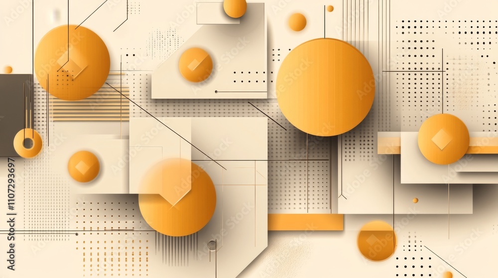 Poster virtual 3d element with circles, hexagons, triangles, lines, squares, rectangles. modern logo in cyb