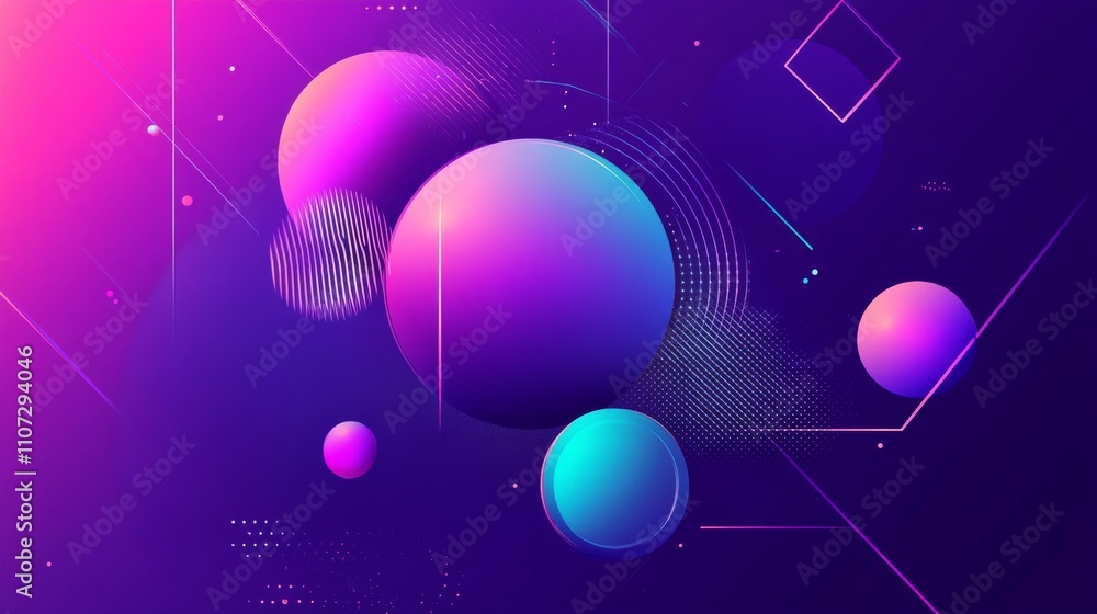Poster virtual 3d element with circles, hexagons, triangles, lines, squares, rectangles. modern logo in cyb