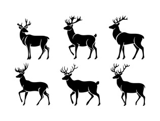 Various Silhouettes Of Deer vector illustration, Christmas Deers Silhouettes, Collection of Various deers vector