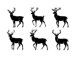 Various Silhouettes Of Deer vector illustration, Christmas Deers Silhouettes, Collection of Various deers vector