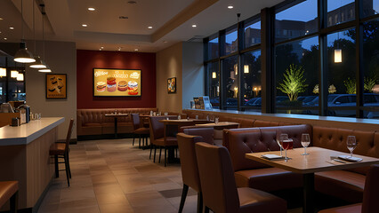detailed interior view of a restaurant environment 