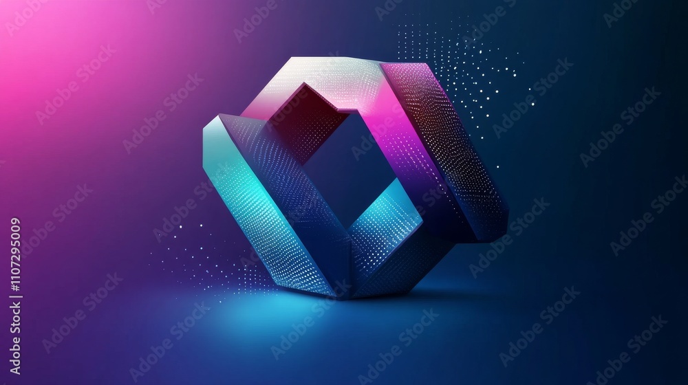 Poster virtual 3d element with circles, hexagons, triangles, lines, squares, rectangles. modern logo in cyb