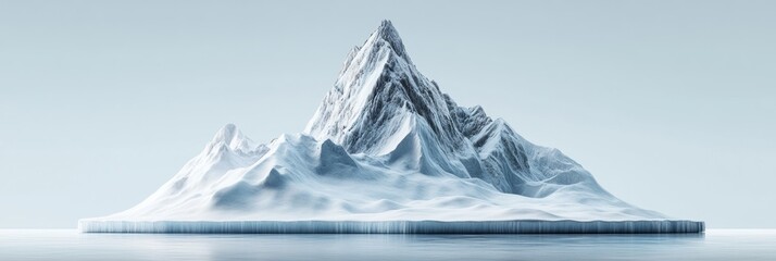 Obraz premium A majestic snow-covered mountain peak emerging from icy waters.