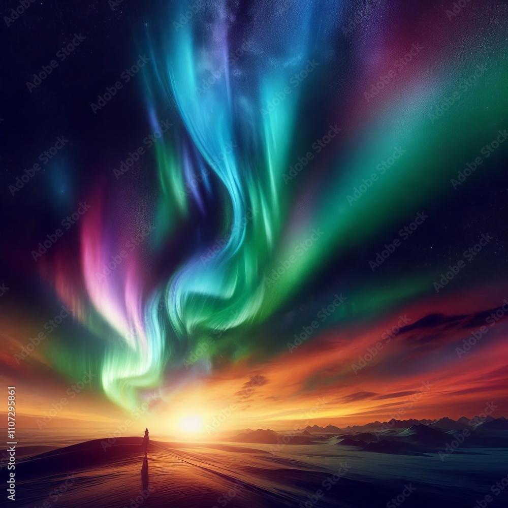 Aufkleber abstract aurora an aurora borealis that twists and turns into ab