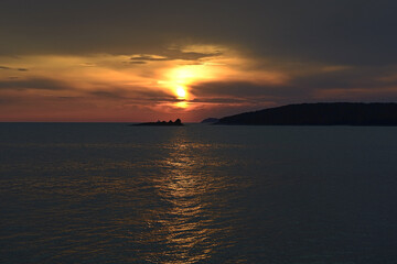 Sunset on the Dalmatian coast with interesting clouds