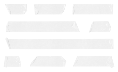 white masking tape strips on transparent background, crafting, art, scrapbooking, journal, sticky notes, important, png file