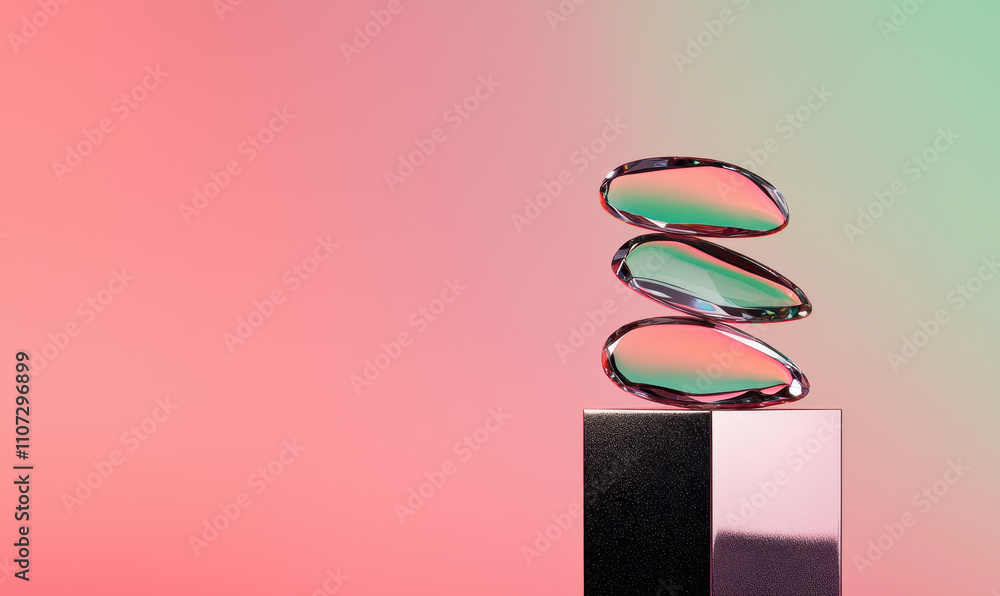 Poster elegant abstract composition of stackable stones with gradient background, highlighting harmony and 