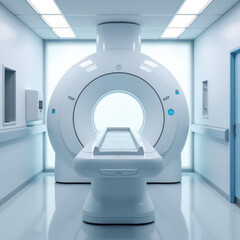 Modern MRI Machine in a Clean Hospital Room Designed for Patient Comfort