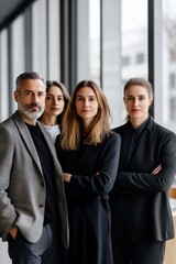 Team of Psychologists Standing Together, Looking Ahead
