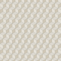Japandi Linear Seamless Pattern with Geometric Cube Shapes in Neutral Beige and Cream Colors Perfect for Wallpaper Textile Fabric and Digital Use Vector Design