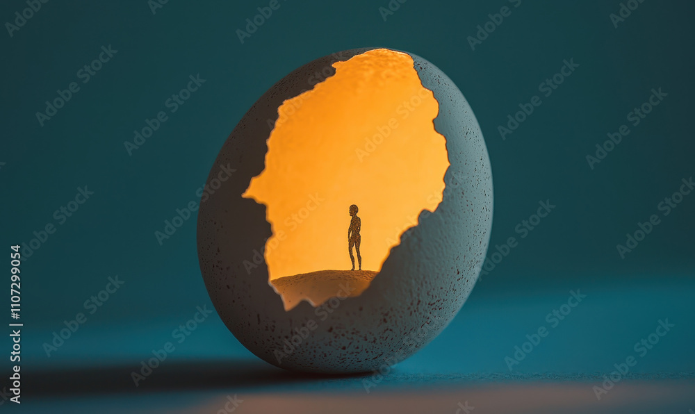 Poster Exploring the Inner World: A Conceptual Journey into Solitude and Imagination within the Shell of Introspection