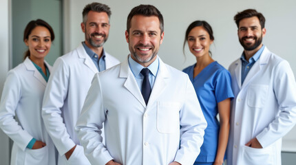 Fototapeta premium Confident Medical Professionals Smiling Together in a Healthcare Setting