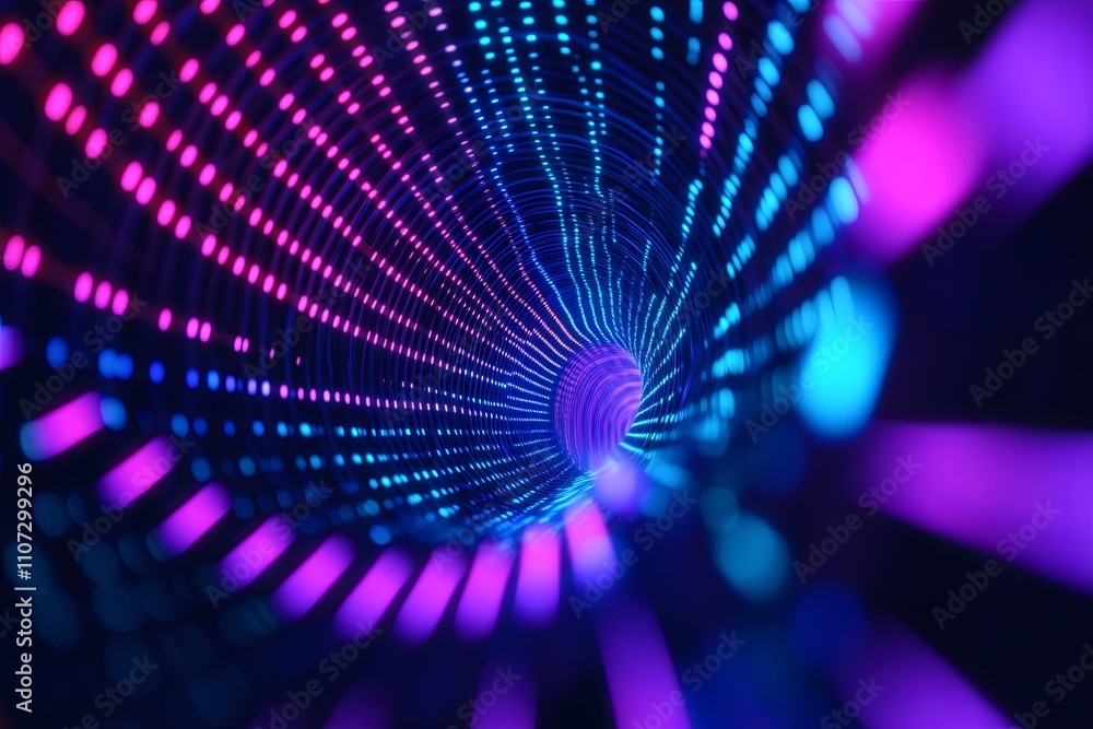 Aufkleber colorful glowing tunnel with vibrant lights creating a mesmerizing digital effect during a night set