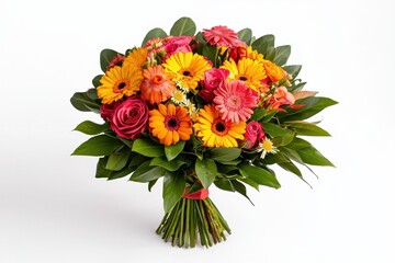 Vibrant Floral Bouquet Featuring Roses and Gerbera Daisies in Bright Colors Perfect for Any Celebration