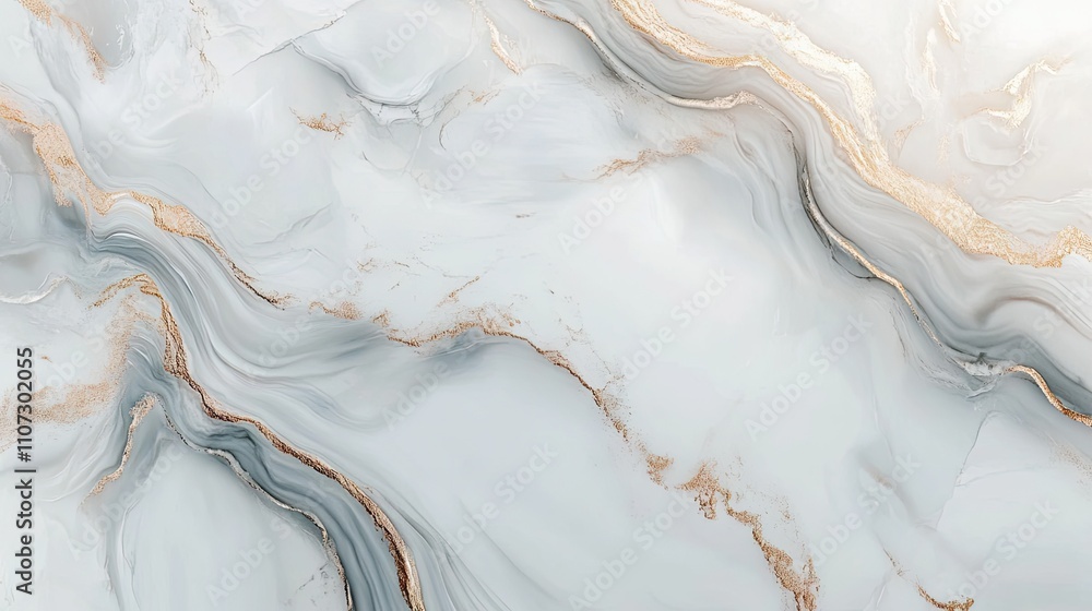 Poster elegant marble texture with swirling patterns in white and gold hues creating a luxurious and modern