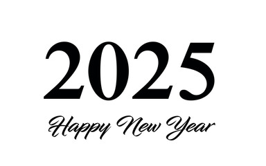 Happy New year 2025  Isolated on a White Background 