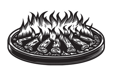 Isolated Fire Set on White Background






