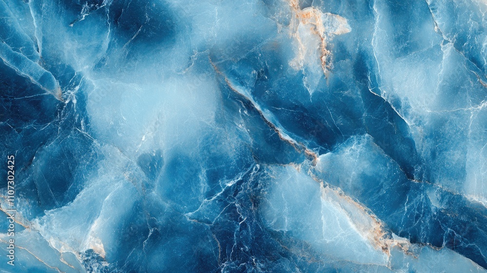 Poster abstract image of blue and white marble texture with intricate patterns.