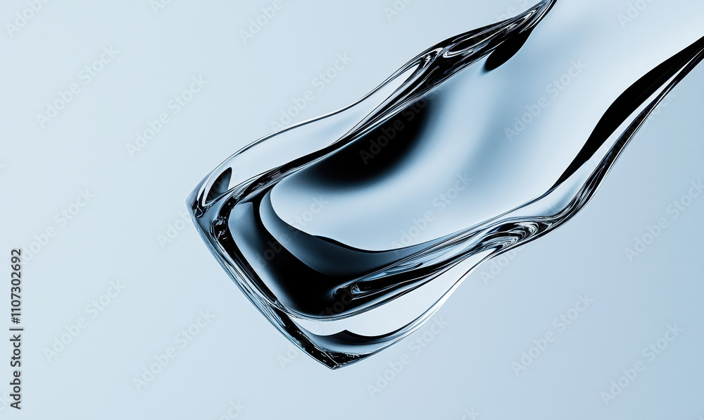 Poster explore the elegant dynamics of fluid motion in transparent glass captured in minimalist design