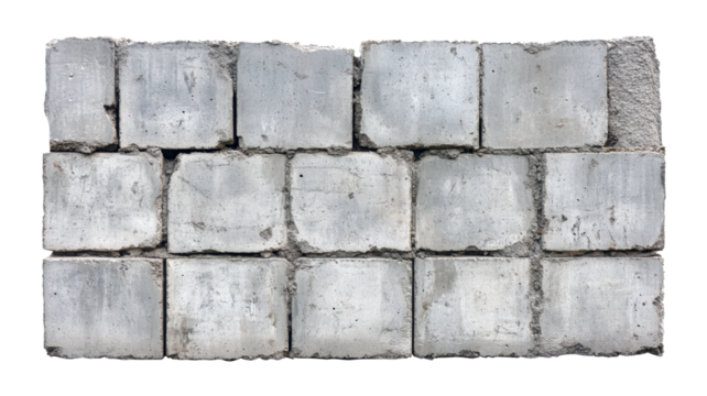 Concrete blocks on white or transparent background, PNG