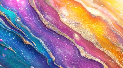 Obraz premium Vibrant abstract painting with swirling colors and shimmering texture.