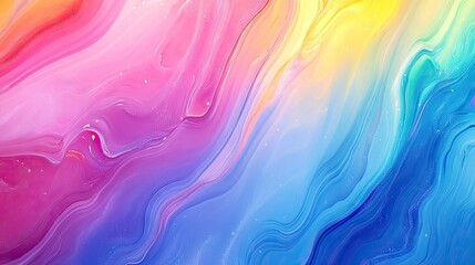 Obraz premium Vibrant abstract painting with swirling rainbow colors and fluid textures.