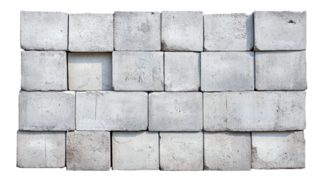 Concrete blocks on white or transparent background, PNG