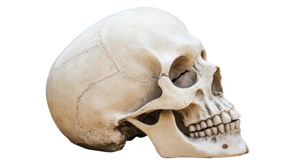 Human skull  on white or transparent background, PNG