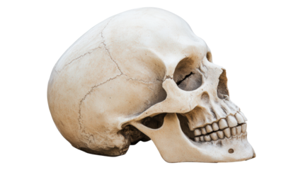Human skull  on white or transparent background, PNG