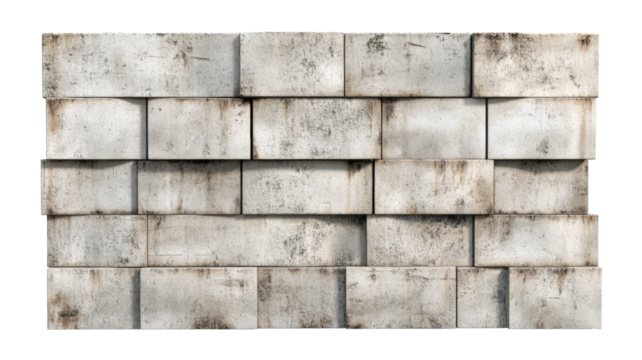 Concrete blocks on white or transparent background, PNG