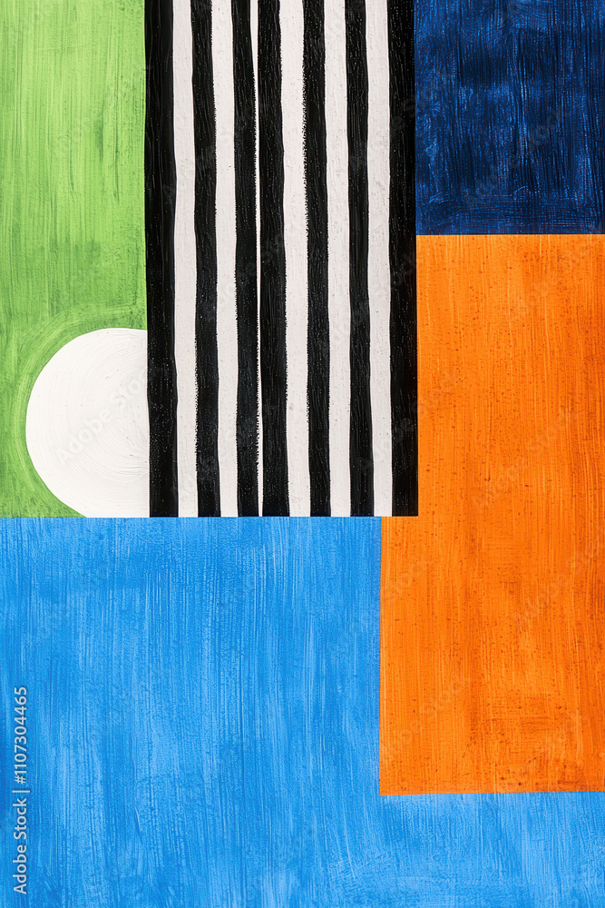 Poster vibrant abstract geometric composition with bold patterns and colorful textures in modern artistic d