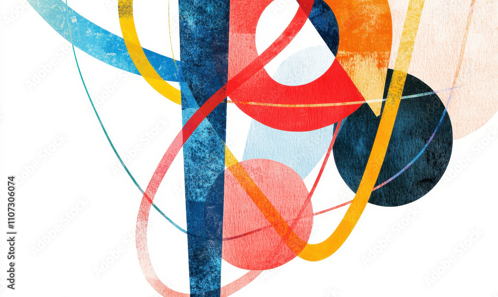 Aufkleber Dynamic Abstract Design Featuring Colorful Geometric Shapes and Artistic Patterns in Modern Visual Composition