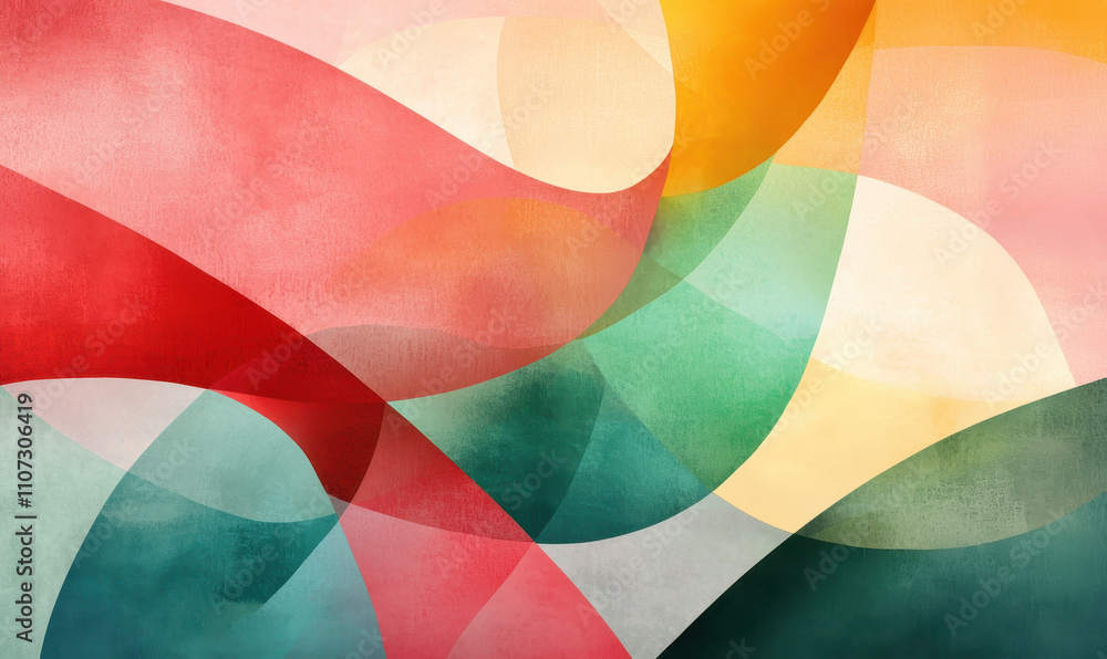 Poster dynamic abstract art with vibrant curved patterns and harmonious colorful layers for modern design i