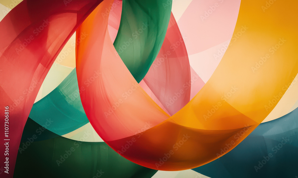 Poster Dynamic Abstract Curves in Multicolored Harmony: A Fluid Expression of Modern Art Through Vibrant Shapes and Energetic Movement
