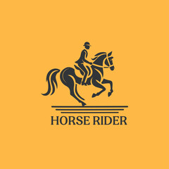 Fototapeta premium Horse rider logo, sleek silhouette, dynamic movement, modern typography.