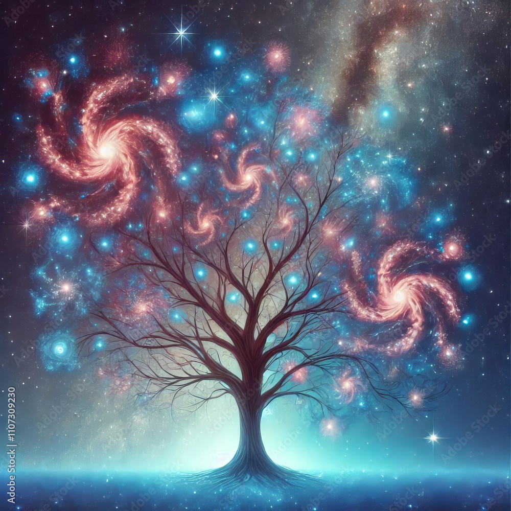 Aufkleber celestial tree a tree with branches that reach into the sky each