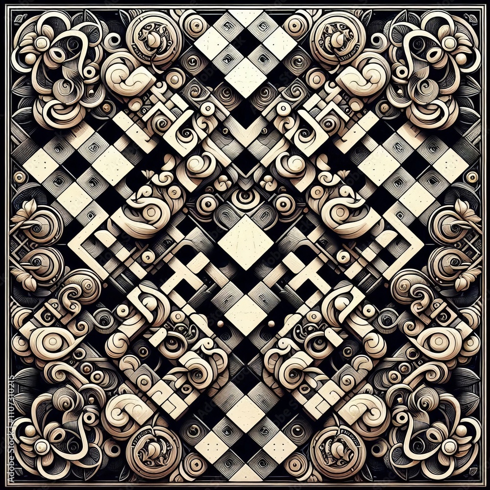 Poster checkerboard alternating squares in a grid