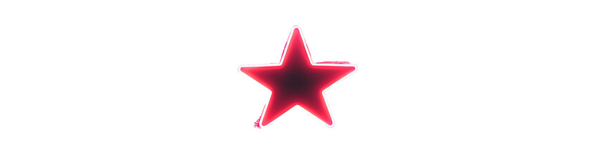 Glowing red star icon on a transparent background, perfect for digital design projects and creative use.