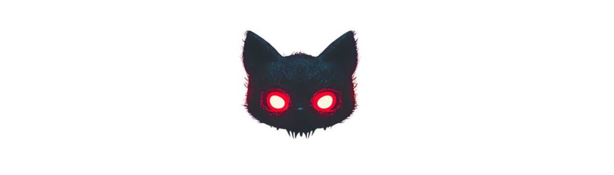 Mystical black cat with glowing red eyes, perfect for a fantasy or Halloween theme.