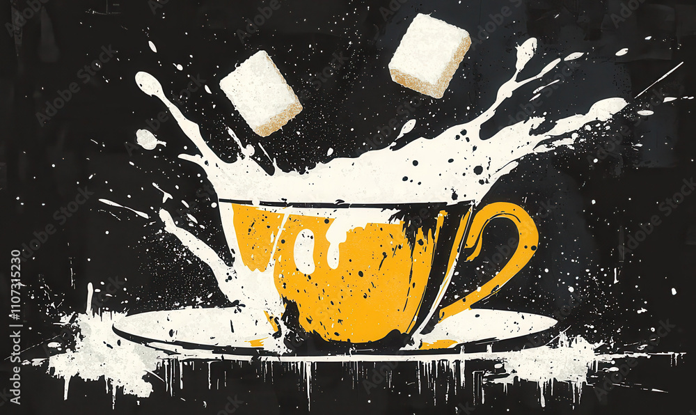 Poster vibrant splash of tea exploding with energy and colorful expression in a contemporary art style