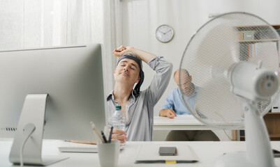 Office worker suffering from the heat