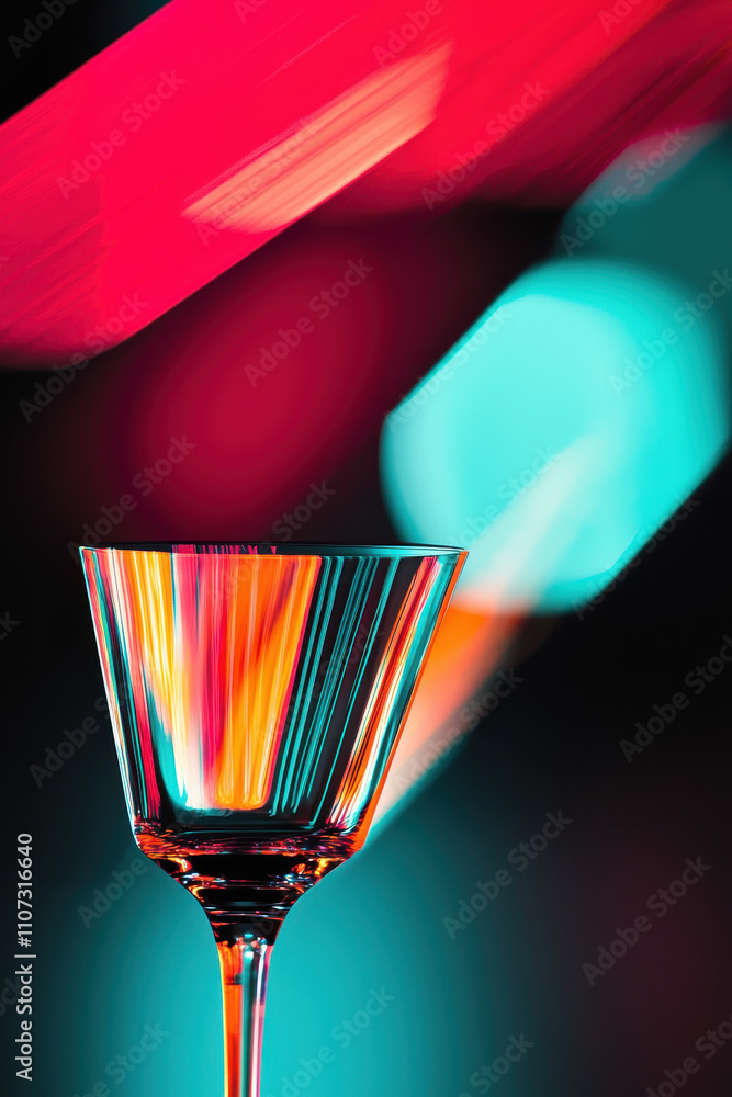 Poster elegant neon glass with vibrant colors and reflections creating a dynamic abstract visual experience