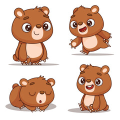 Adorable and cute cartoon bear illustrations are ideal for childrens media, creative projects, and more
