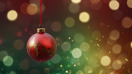 Fototapeta premium Elegant Red and Gold Ornament Against Festive Bokeh Background