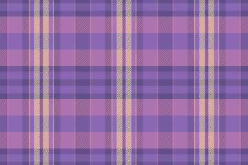 Christmas card tartan check textile, kind seamless fabric texture. Design background pattern vector plaid in violet and pink colors.