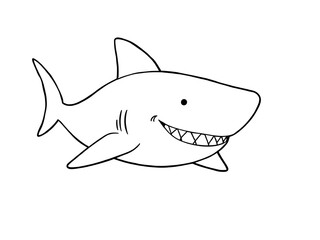 Fototapeta premium Smiling Shark Hand-Drawn Illustration: Ocean Habitat Coloring Page. AI Generated