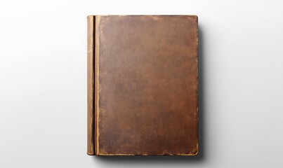 Antique Leather Bound Book Isolated On White Background