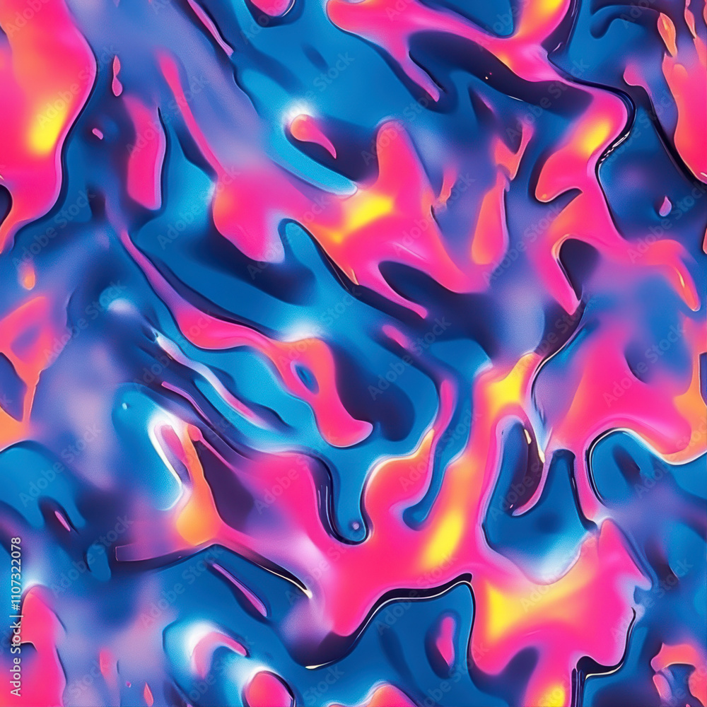 Poster vibrant sci-fi camouflage design in dazzling colors creating a mesmerizing disco effect