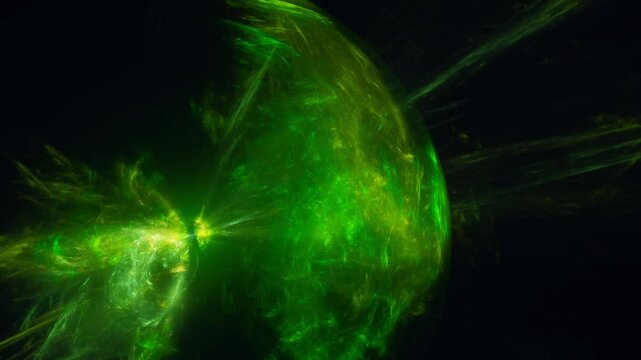 gigantische energiedurchstr&ouml;mte Plasmakugel, schwarzes Loch, Antimaterie, Weltall, Universum, Forschung, Wissenschaft, Technologie, Physik, Experiment, Science Fiction, Hintergrund,  schwarz, gr&uuml;n